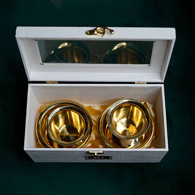 Indian Barthan Brass Coffee Davara Tumbler In Gift Box image