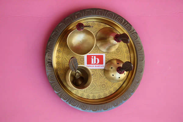 Indian Barthan Fancy Brass Pooja Thali image