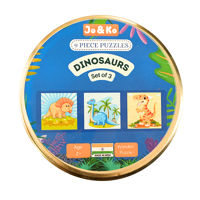 JoGenii 9-Piece Dinosaur Wooden Jigsaw Puzzles - Set Of Three image