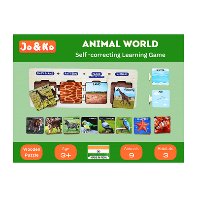 JoGenii Wooden Animal World Self Correcting Activity Game (30 Pcs) (3 To 6 Years) image