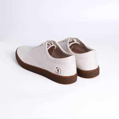 Jutaji Eco-Derby White Sneakers For Men | Lace Up | Cork & Natural Latex Padded Insole | Anti-Skid image