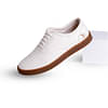 Jutaji Eco-Derby White Sneakers For Men | Lace Up | Cork & Natural Latex Padded Insole | Anti-Skid