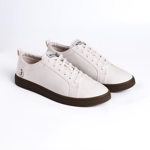 Jutaji Resolve White Sneakers For Men | Lace Up | Cork & Natural Latex Padded Insole | Anti-Skid image