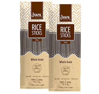 Jvapa Flat Rice Sticks Noodles - Goodness of Healthy Beans (Red,Black,Mungbean,Soya & Sesame) (Pack of 2) image