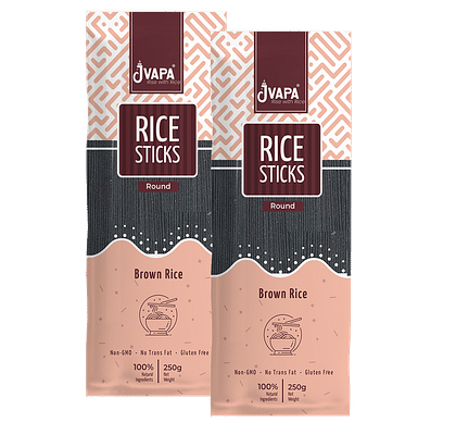 Jvapa Rice Sticks Noodles - Goodness of Brown Rice | No Maida, Not Fried | Round  (Pack of 2) image