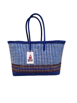 KST BAGS Handmade Wire Koodai - Blue and White Colour Shopping Bag/Basket image