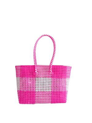 KST Bags Handmade Wire Koodai Basket - Pink And White Shopping Tote Bag image