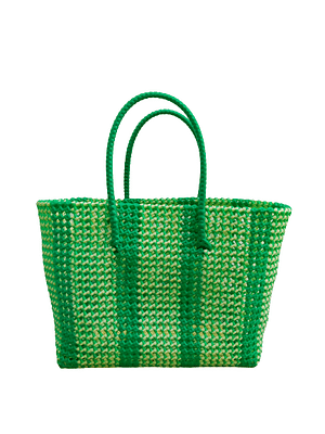 KST Bags Handmade Wire Koodai Basket- Leaf Green & Sandal Shopping Tote Bag image