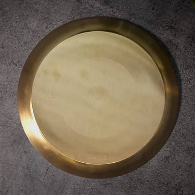 Kansa Regular Dining Plate / Thali / Pooja Plate - 11.5 inches 950g - Shiny Finish - Curved Edge image