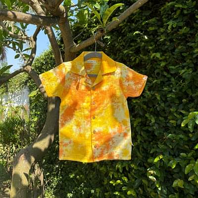 Kids of Greendeer 100% Cotton Resort Collar Shirt Yellow & Orange image