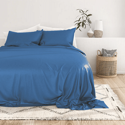 King size Bamboo Bedsheet set (flat sheet, 2 pillow covers) Light Blue image