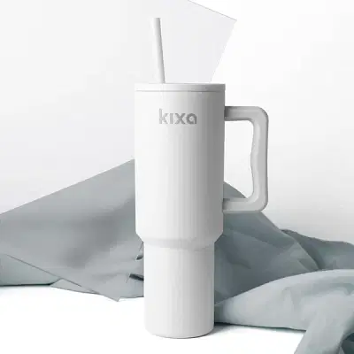 Kixa 1.2 Ltr Insulated & Leakproof Oasis Tumbler with Lid and Straw for Office, Travel - Pearl White image