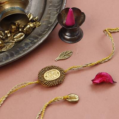 Label Muslin Medallion - Golden Bloom Rakhi - Yellow image