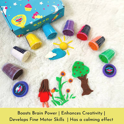 Lattoo Dough - Set of 8 colors of Taste-safe and Toxin-free Clay for Kids image