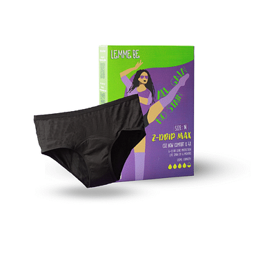 Lemme Be Period Panties for Women | Reusable Period Underwear 120 ML Capacity | 100% Breathable TPU Bamboo Fiber Z Drip Max (Small, Black) image