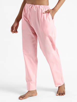 Livbio Organic Cotton & Natural Dyed Womens Rose Pink Color Slim Fit Pants image