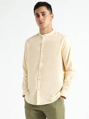 Livbio Organic Cotton & Naturally Dyed Mens Round Neck Pale Apricot Shirt image