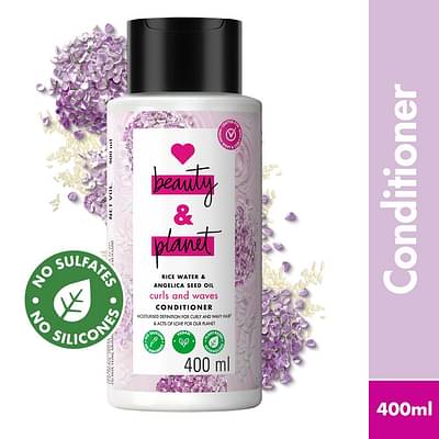 Love Beauty & Planet Rice Water & Angelica Seed Oil Silicone Free Conditioner For Curly & Wavy Hair 400ml image