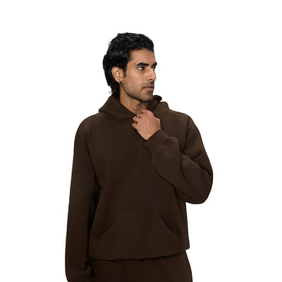 Ludic Core Hoodie - 340 GSM | Midweight Cotton Relaxed Fit Hoodies  with Fleece Lining - Brown image