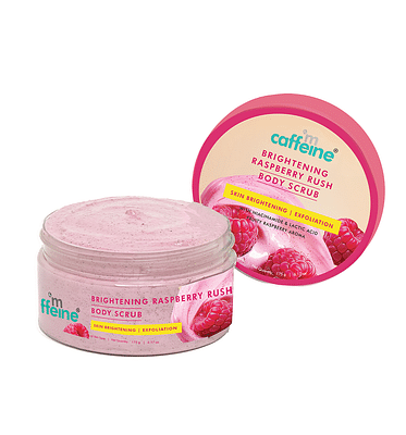 MCaffeine Brightening Raspberry Body Scrub | Tan Removal | Ahas- Lactic & Glycolic Acid | Vit C Rich (175Gm) image