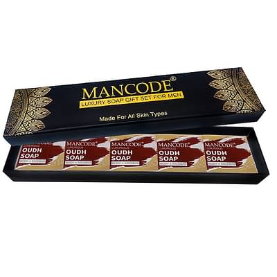 Mancode Luxury Soap Gift Set For Men With Pack of 5 Oudh Soap Bars (Pack of 5) (625g). image