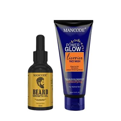 Mancode Power Glow Face Wash for Oil Control 100ml & Mancode Beard Growth Oil 50ml Pack of 2 image