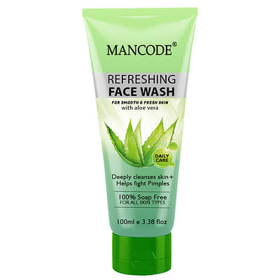 Mancode Refreshing Face Wash With Aloe Vera | Deep Cleansing & Pimple Fighting For Men & Women 100Ml image