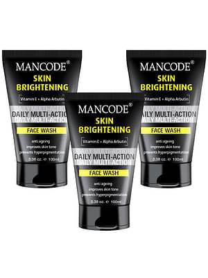 Mancode Skin Brightening Face Wash For Improve Skin Tone, Prevents Hyperpigmentation 100Ml Each - Pack Of 3 image