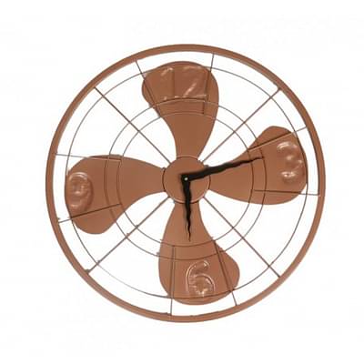 Metal Fan Wall Clock Brown image