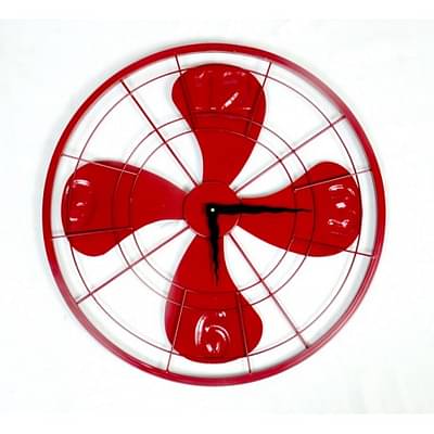 Metal Fan Wall Clock Red image