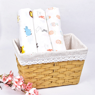 Moms Home Cotton Soft Baby Muslin Swaddle Multi Print Pack Of 3 - Multicolor image