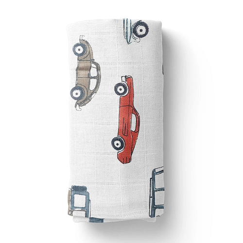 Moms Home Organic Cotton Muslin Swaddle Car Print - White image