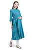 Mothersyard™ Women's Cotton Rayon Embroidery Maternity Dress/Easy Breast Feeding/Breastfeeding Dress/Western Dress with Zippers for Nursing Pre and Post Pregnancy - Sea Green