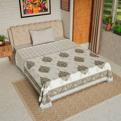 Mud Grey - Hand Block Printed Single Bed Cotton Dohar image
