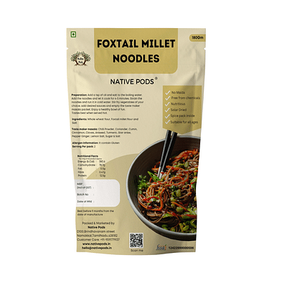 Native Pods Foxtail Millet Noodles | Not Fried, No MSG |No Maida | Pack of 1- 180g image