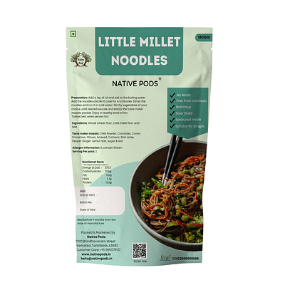 Native Pods Little Millet Noodles | Not Fried, No MSG |No Maida | Pack of 1- 180g image