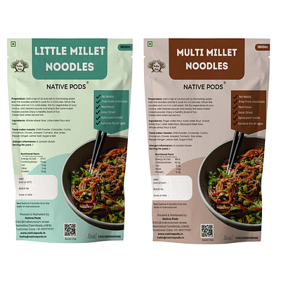 Native Pods Multi & Little Millet Noodles - No Maida,No Preservative -Includes Masala -180Gm (Pack of 2) image