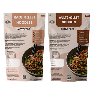 Native Pods Ragi & Foxtail Millet Noodles - No Maida,No Preservative -Includes Masala -180Gm (Pack of 2) image