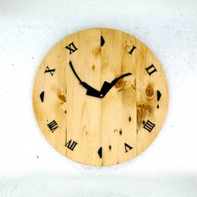 Natural Wood Roman Numbers Greek Hands Clock image