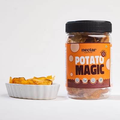 Nectar Superfoods Potato Magic| Garlic Potato Chips | Sun Dried & Air Fried Snack 40 Gram, Pack Of 1 Jar image