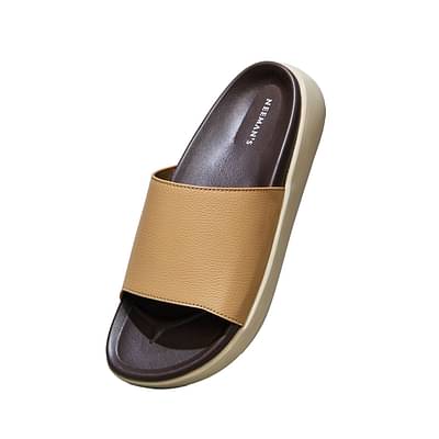 Neeman'S Purewoosh Slides| Sandals For Men | Comfortable, Light Weight & Stylish Beige image