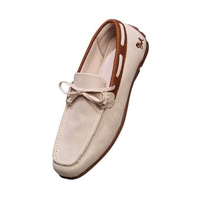 Neeman'S The Relive Knit Boat Loafers | Loafers For Men | Comfortable, Light Weight & Stylish Off-White/Tan image