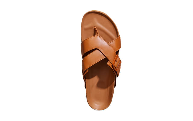 Neeman's Cross Strap Sandals For Men | Comfortable & Durable| Tan image