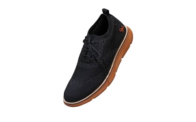 Neeman's Dress Sneakers For Men |Breathable, Flexible & Comfortable| Black with Tan image