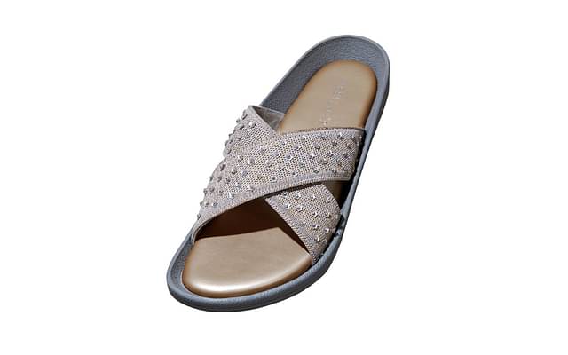 Neeman's Ethnic Cross Strap Sandals For Women | Comfortable, Lightweight & Flexible| Grey image