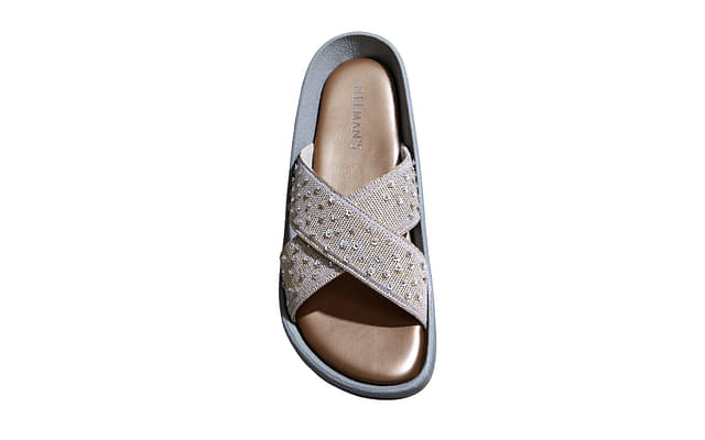 Neeman's Ethnic Cross Strap Sandals For Women | Comfortable, Lightweight & Flexible| Grey image