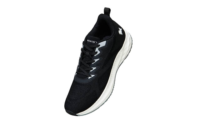 Neeman's Sporty Causal Sneakers For Men | Comfortable And Flexible | Black / White image