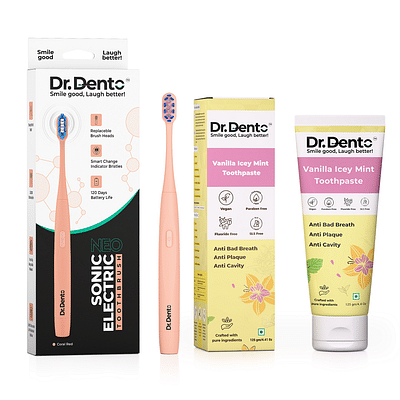 Neo Series Sonic Electric Toothbrush With Vanilla Icey Mint Toothpaste- 125Gm image