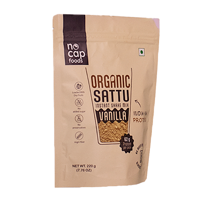 Nocap Sattu Shake Vanilla 220gm | No refined sugar | No Artificial flavours | High Protein image