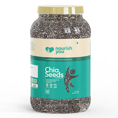 Nourish You Organic Raw Black Chia Seeds 2Kg Jar - Gluten Free & Weight Management. image